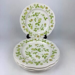 VTG 1970s Sears Petit Flora Ironstone Dinner Plates Scalloped Edge Flowers Set/4